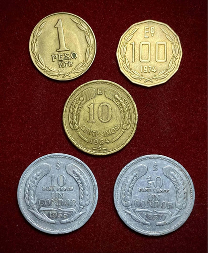 Lote X5 Monedas Chile. En Oferta Numisgam.