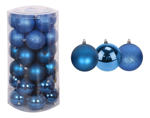 Esferas De Navidad 30pz Decoración Navideña Árbol Color Azul Rey