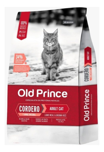Alimento Old Prince Proteínas Noveles Adult Cat para gato adulto sabor cordero y arroz en bolsa de 7.5 kg