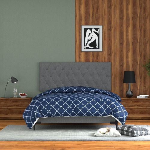 Base Box Cama Individual Tapizado Linato Soporte Firme Gris