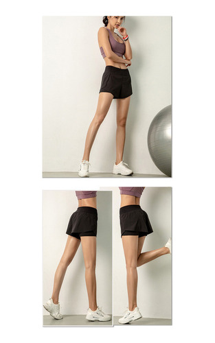 Pantalones Cortos De Running Para Mujer 2 En 1 Con Bolsillo