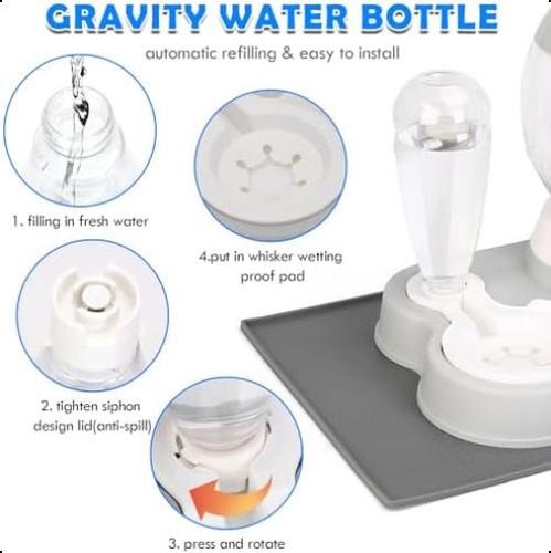 Yecercan Juego De Agua Y Comida Seca Para Gatos Con Alimenta