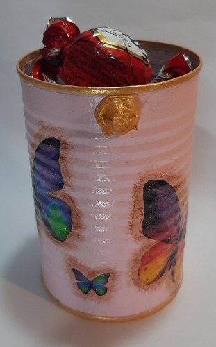 Latas Artesanales Mariposas Con Bombones O Caramelos. .