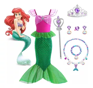 Vestido De Princesa Sirena Disfraz Realista Para Niñas Con Muchos Accesorios Para Fiesta Halloween Navidad Niños Disfraces De Personaje