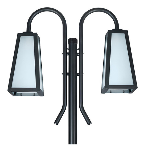 Farol Exterior Jardin 2l Con Columna 2,5 Mtr  Vidrio Y Metal