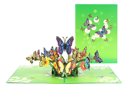 Tarjeta De Felicitación 3d Con Coloridas Mariposas Voladoras