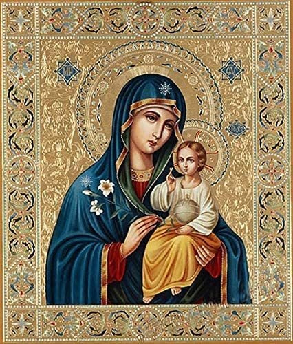 Kit De Pintura Con Diamantes 5d Virgen Maria Y Nino Jesus