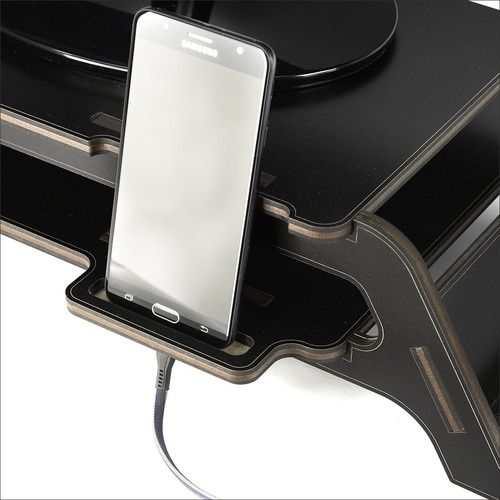 Imagen 5 de 10 de Base Eleva Monitor Pc-notebook Con Porta Celular Y Estante