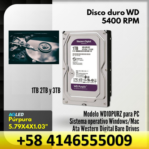 Disco Duro 3tb Wd Purpura 5400rpm