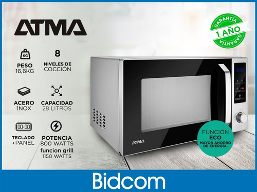 Microondas Grill Atma MD1828GN acero inoxidable 28L 220V