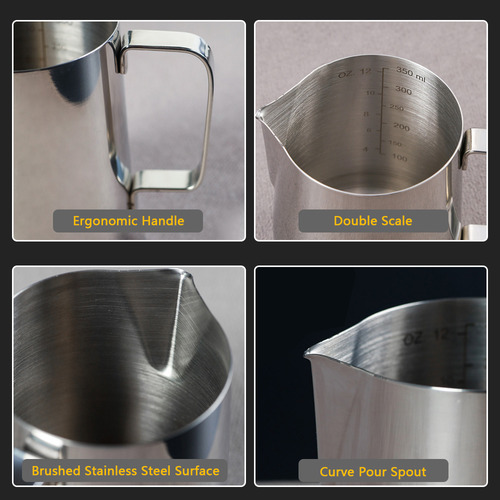 Jarra Espumadora De Leche De Acero Inoxidable De 350 Ml Con