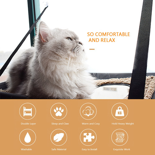 Imagen 2 de 6 de Gato Window Perca Hamaca Cama Doble Pisos Ventana Succión