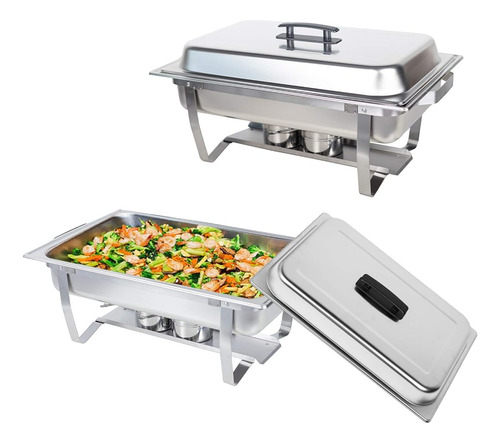 Valgus 2 Pack 8qt Plato De Acero Inoxidable Chafing Chafer C