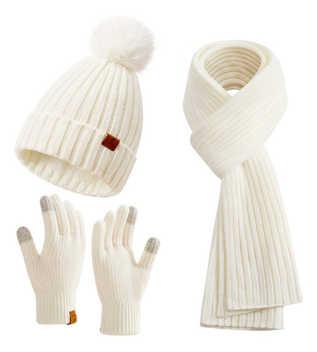 Set De Gorro Bufanda Y Guantes Mujer Modelo Invierno Color Diseño De La Tela Talle