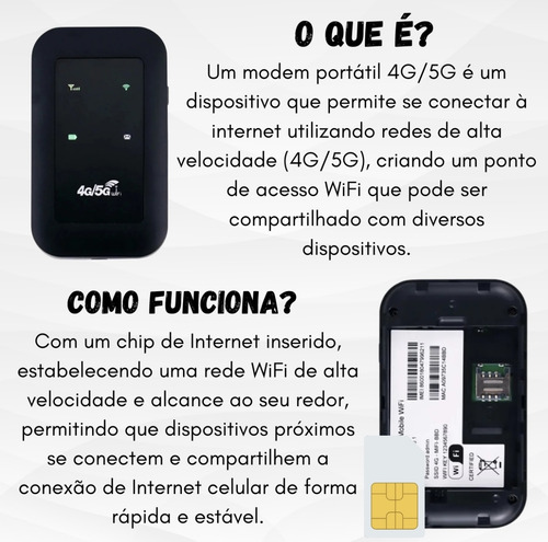 Roteador Portátil Internet Móvel 4g E 5g Lte Recarregável