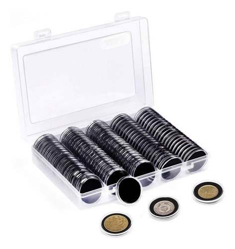 100 Cápsulas 30 Mm. + Adaptadores Eva Para Monedas 5 Medidas