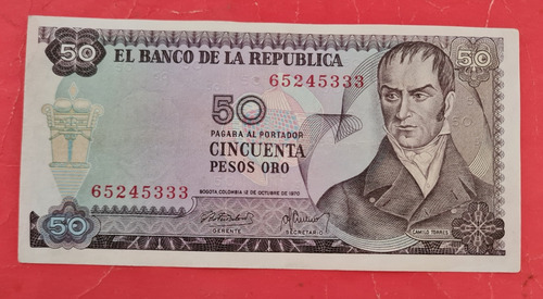 Billete De Cincuenta Pesos 1970