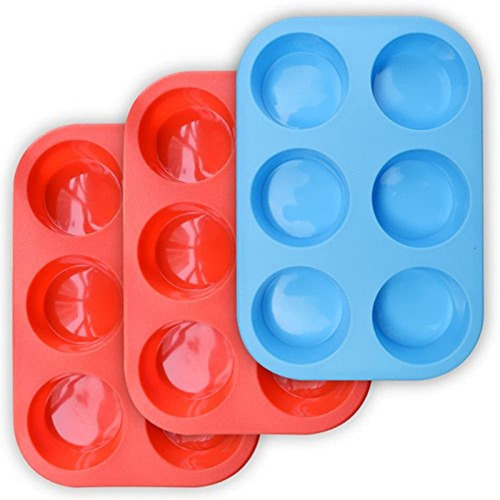 Homedge Molde De Silicona Para Muffins De 6 Tazas, Paquete D