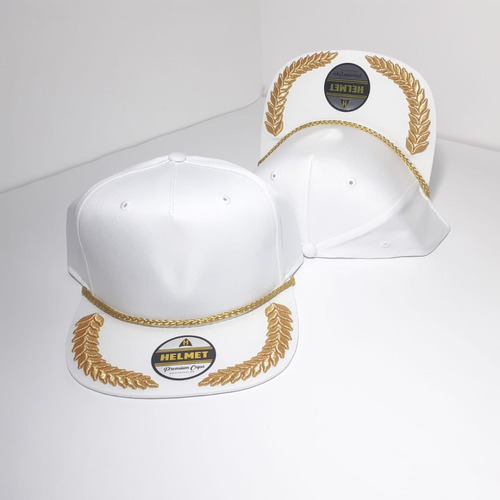 Gorra Snap Blanca Laurel Dorado Cordón Helmet Personalizable