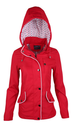Imagen 1 de 7 de Gabardina Dama Con Gorro Desmontable Impermeable Lj21-100