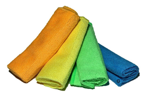 Pack 4 Paños Microfibra Multiuso Limpieza Auto Hogar Oficina Color Varios