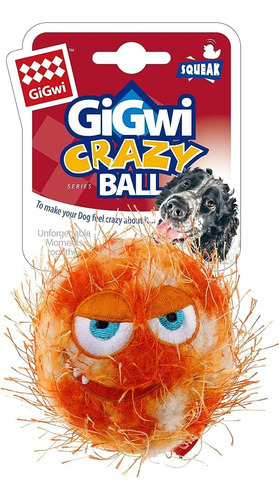 Juguete/pelota Para Perro. Gigwi Crazy Ball. Tamaño Medium Color Naranja Y Blanco