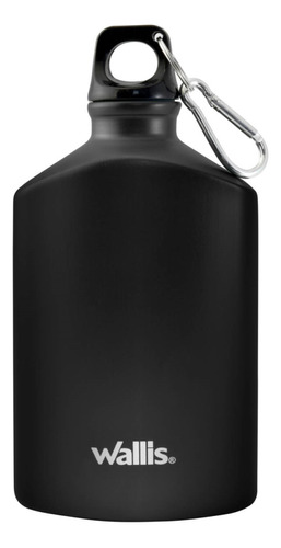 Botella Cantimplora Plana 500ml Wallis Aluminio Negro