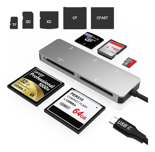 Cfast 2.0 - Lector De Tarjetas, Usb 3.0 Usb C Cf/sd/tf/xd A.