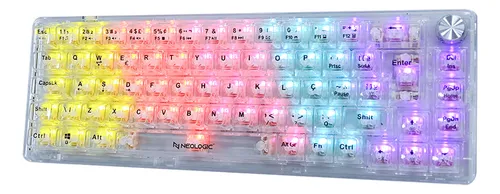 Teclado Gamer Mecanico Neologic Crystal Edge, 65%, Transpare Menor preço em Teclado Gamer Mecanico Neologic Crystal Edge, 65%, Transpare