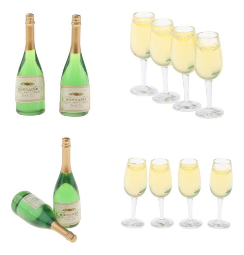 1/12 Casa De Muñecas Botellas De Cerveza Y Copa Para Cocina