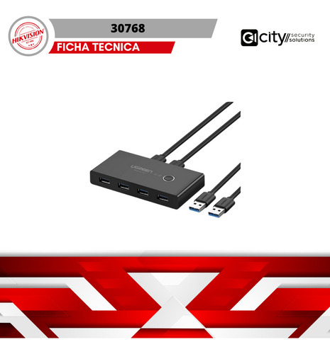 Hub Para Compartir 4 Puertos Usb 3.0 A 2 Pc S / 30768