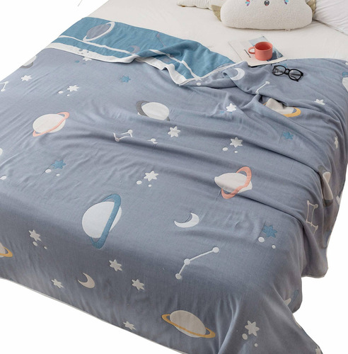 Manta De Muselina Planet Star  Reversible  100  Algo