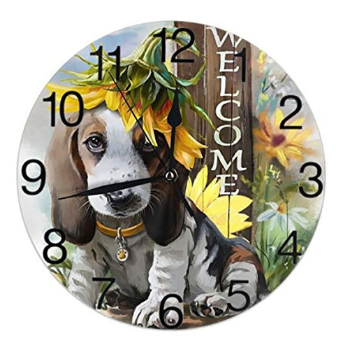 Kiuloam Bienvenido Lindo Perro Beagle Y Pintura De Girasol R