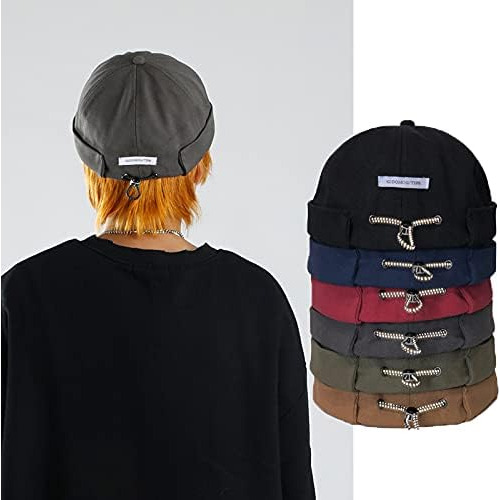 Gegeen Domog Hombres Beanie Docker Cap Rolled Cuff Retro Sku