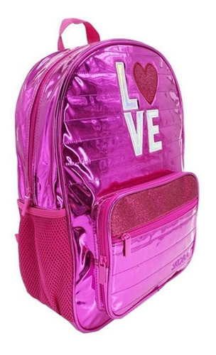Imagen 10 de 10 de Mochila Urbana Escolar Skora Metalizada Fucsia