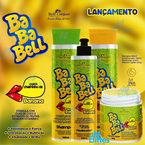 Kit Bababell Banana Bell Corpus Nutrição Maciez Fios Capilar