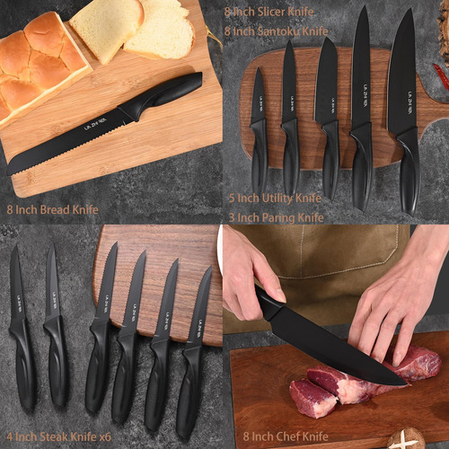 Set De Cuchillos De Cocina Con Bloque Y Afilador, 15 Piezas