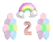 Comprar Globos Pasteles, Globos Metalizados Numero Y Globo Arcoiris