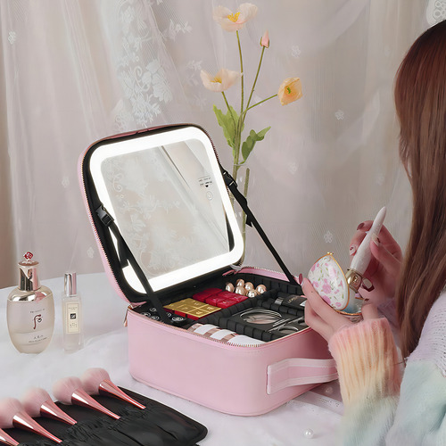 Pj Estuche De Cosméticos Viaje Portátil Con Luz Led