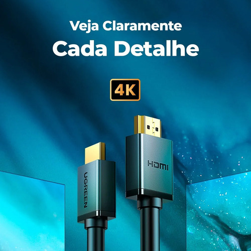 Cabo Hdmi 2.0 Ugreen Macho Resolução Até 4k/60hz 2m Preto