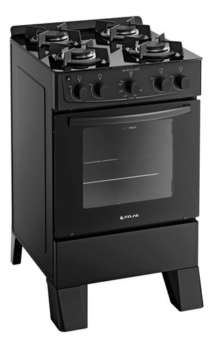 Fogão 4 Bocas Atlas Milão Glass Mesa De Inox A Gás 127/220V