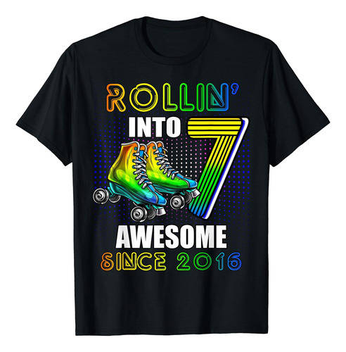 Rollin Into 7 Awesome 2016 Roller Skating 7º Cumpleaños Niño