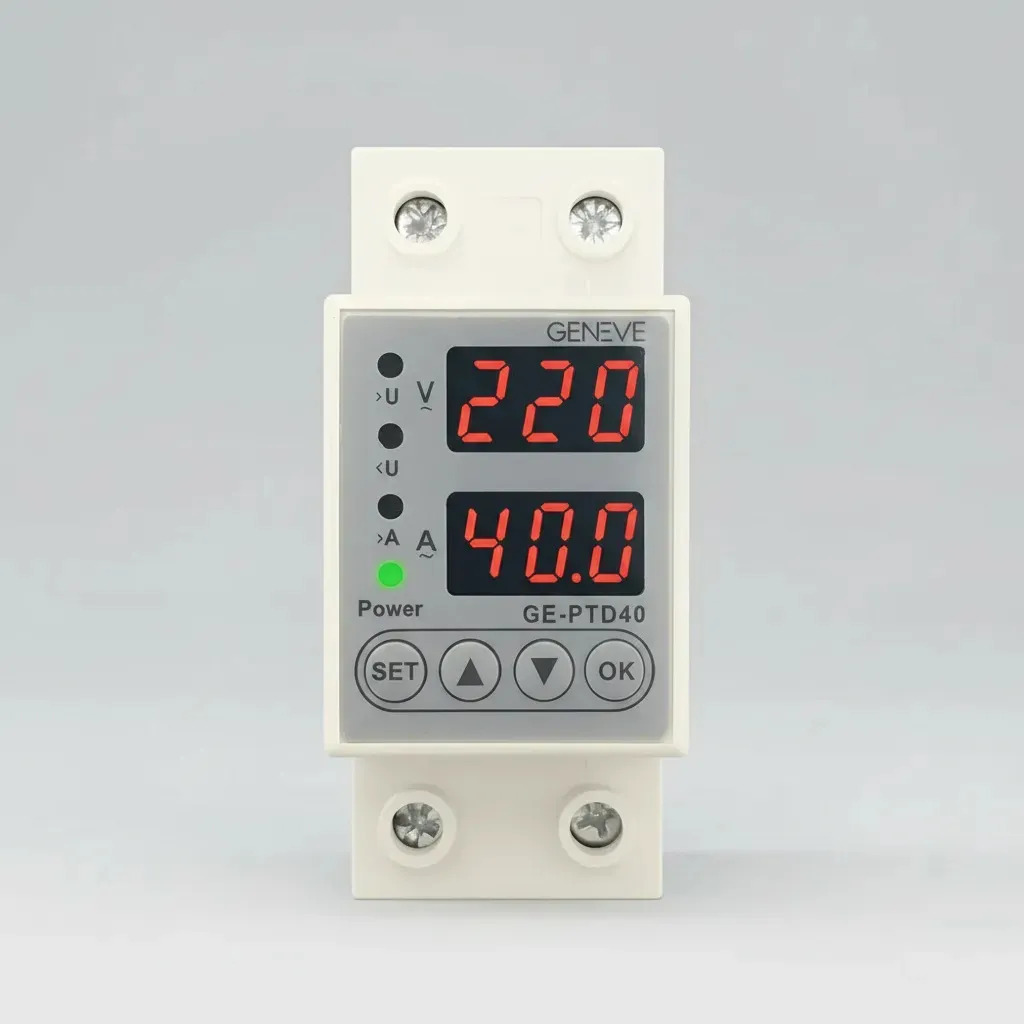 Protector Tension Digital Geneve Riel Din 40 Amp Monofasico
