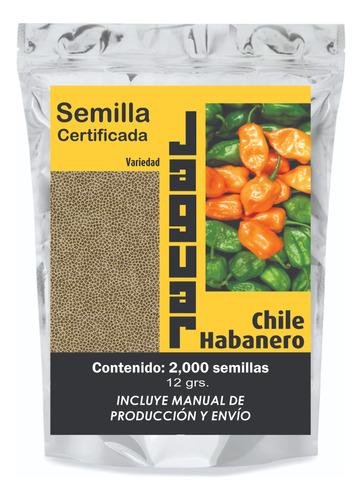 2,000 Semillas De Chile Habanero Jaguar Certificada (12 Grs)