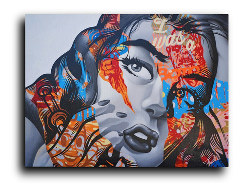 Cuadro Decorativo Canvas 140x200cm Grafiti Mujer Colores