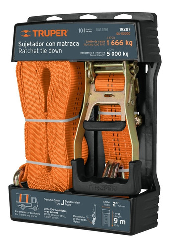 Sujetadores Matraca Carga Máxima 5000 Kg Truper 19287 