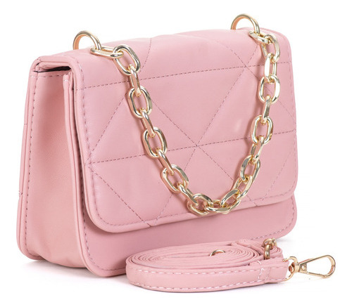 Bolsas Femininas Transversal Bordada Com Alça De Corrente Cor Rosa