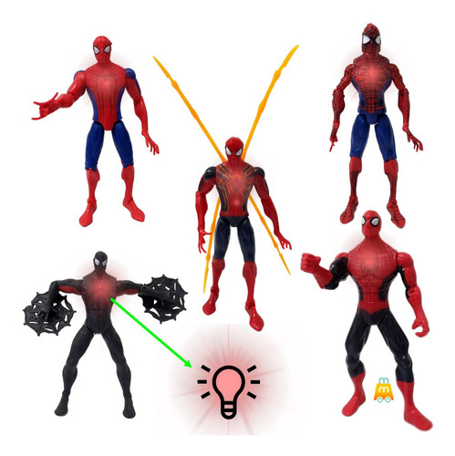 Spiderman Coleccion 5 Figuras Hombre Araña Con Luz