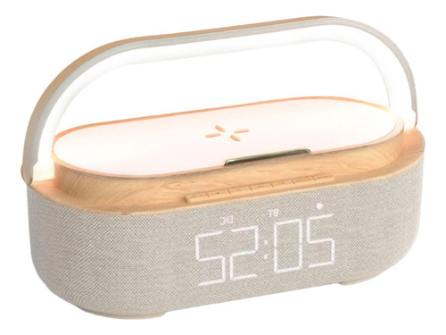 Radio Despertador Digital Recargable, Lámpara De Beige