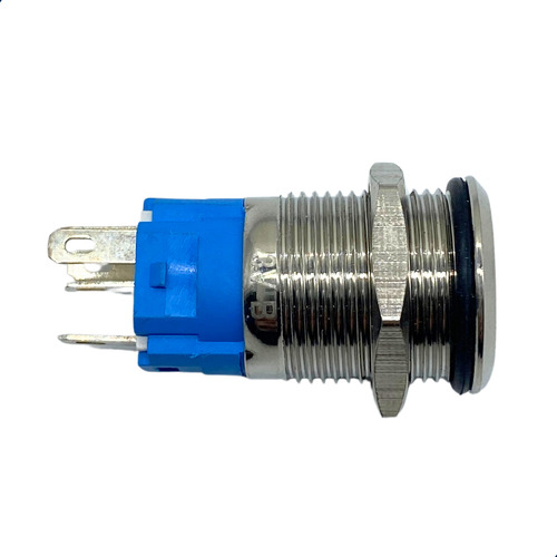 Botão Anti Vandalismo Led Azul Sem Trava 12v 22mm